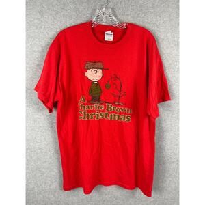 Charlie Brown Christmas T-Shirt‎ Gildan Heavy Cotton Red Adult L